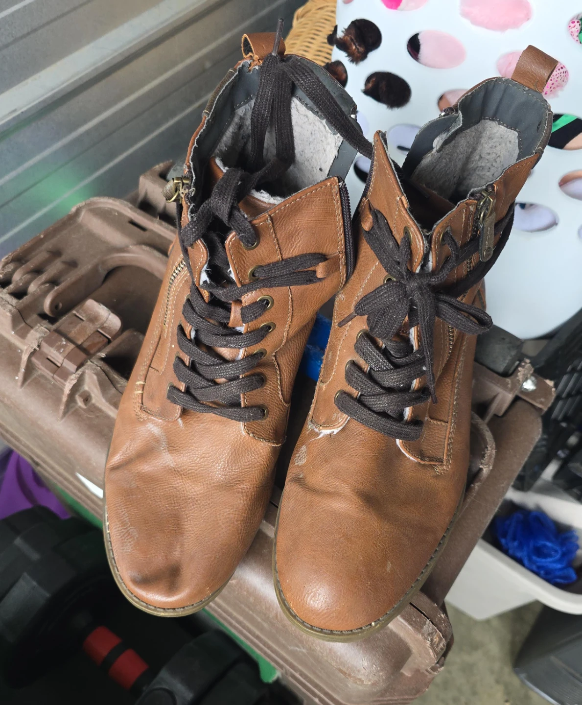 Brown Lace-Up Ankle Boots
