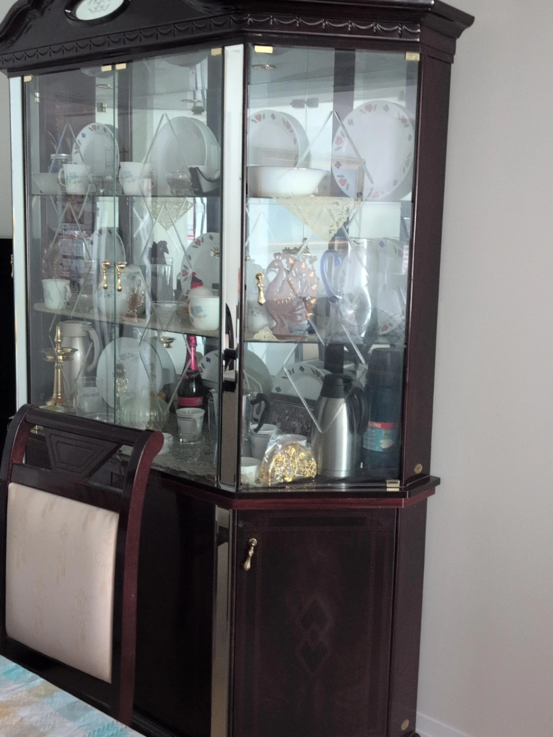 Corner Curio Cabinet with Glass Doors