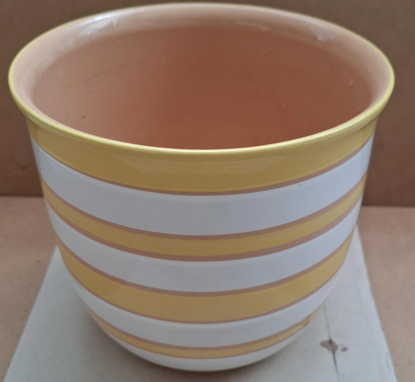 7" Striped Ceramic Planter Pot
