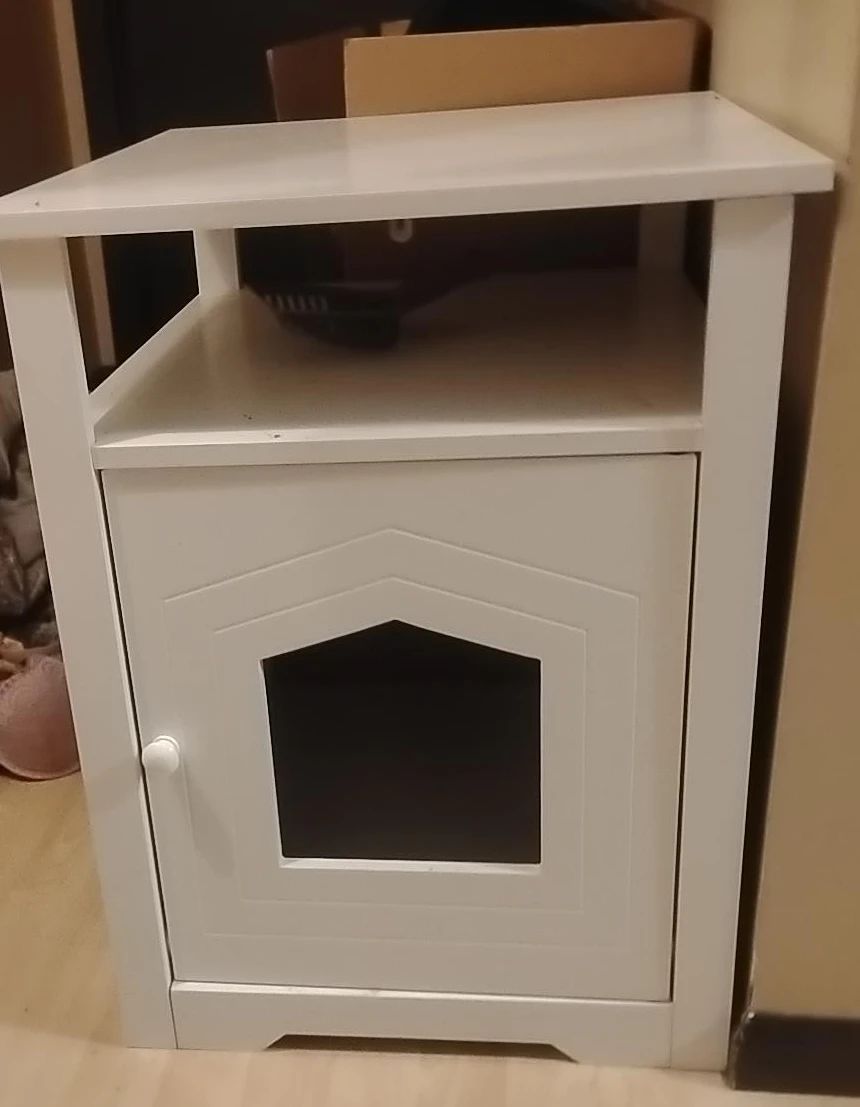 White Pet Litter Box Enclosure