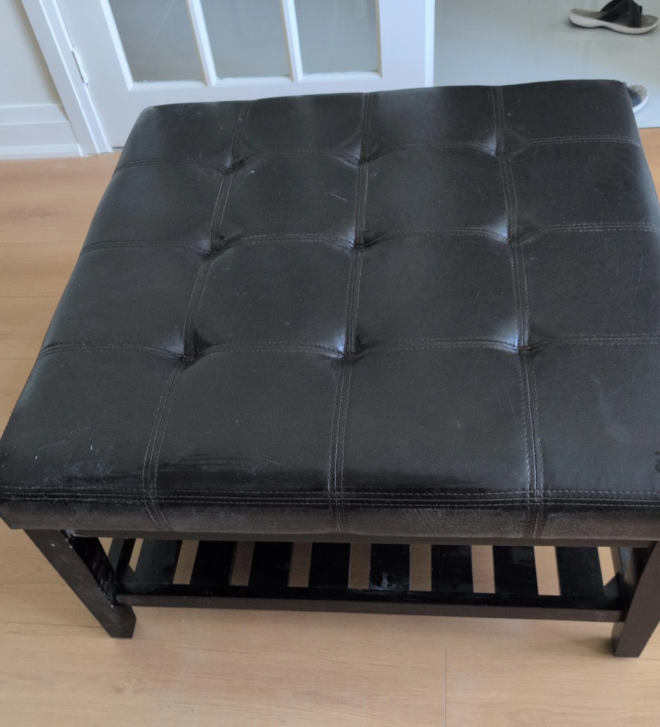 Black Tufted Ottoman Storage Bench pick up as