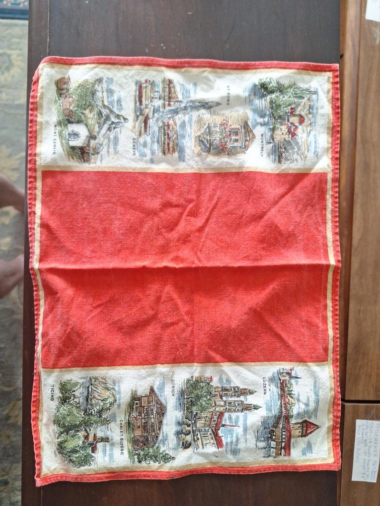 Vintage Swiss Cities Souvenir Kitchen Towel