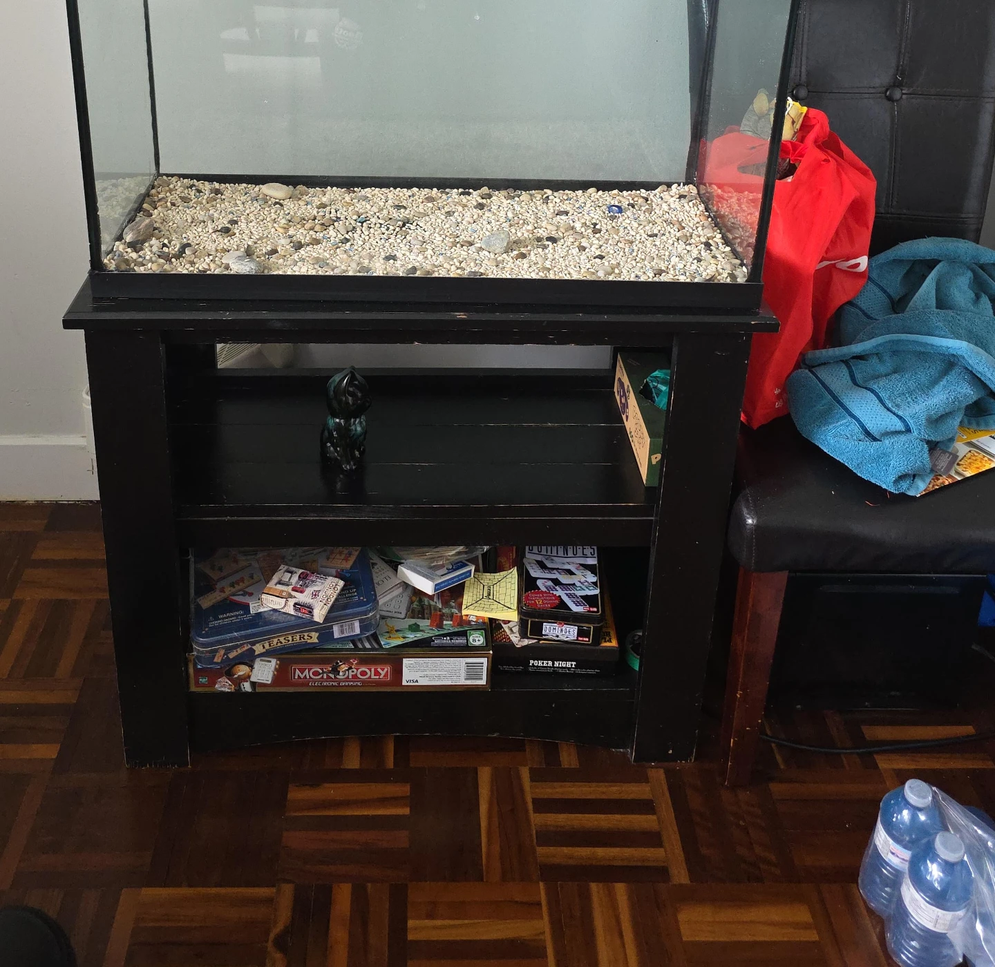 Black Aquarium Stand with Storage Shelves