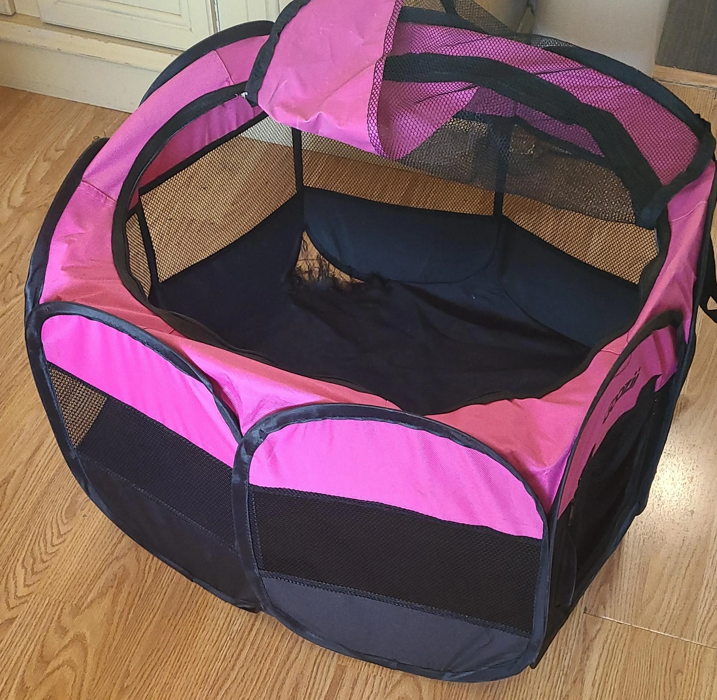 Pink and Black Pet Playpen