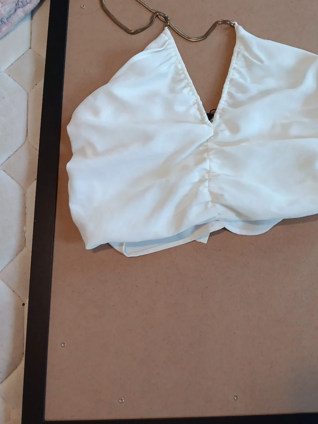 White Halter Neck Top with Gold Chain