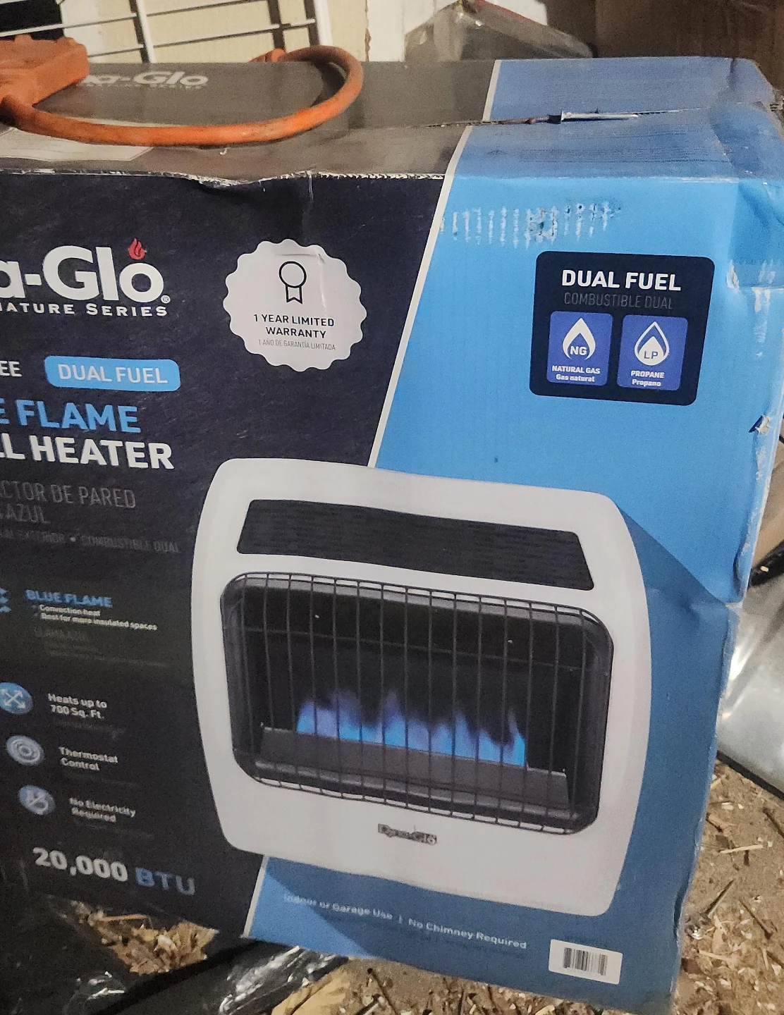 Dyna-Glo Dual Fuel Blue Flame Wall Heater - 20,000 BTU