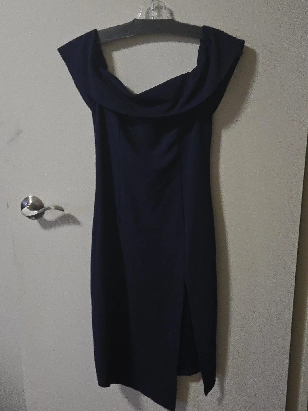 Navy Blue Off-the-Shoulder Dress