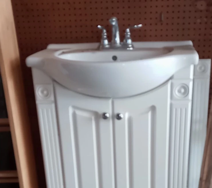 White Vanity Cabinet with Sink - photo 2