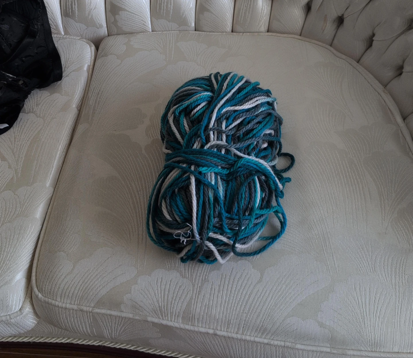 Craft Yarn Ball - Teal, Grey, White Mix