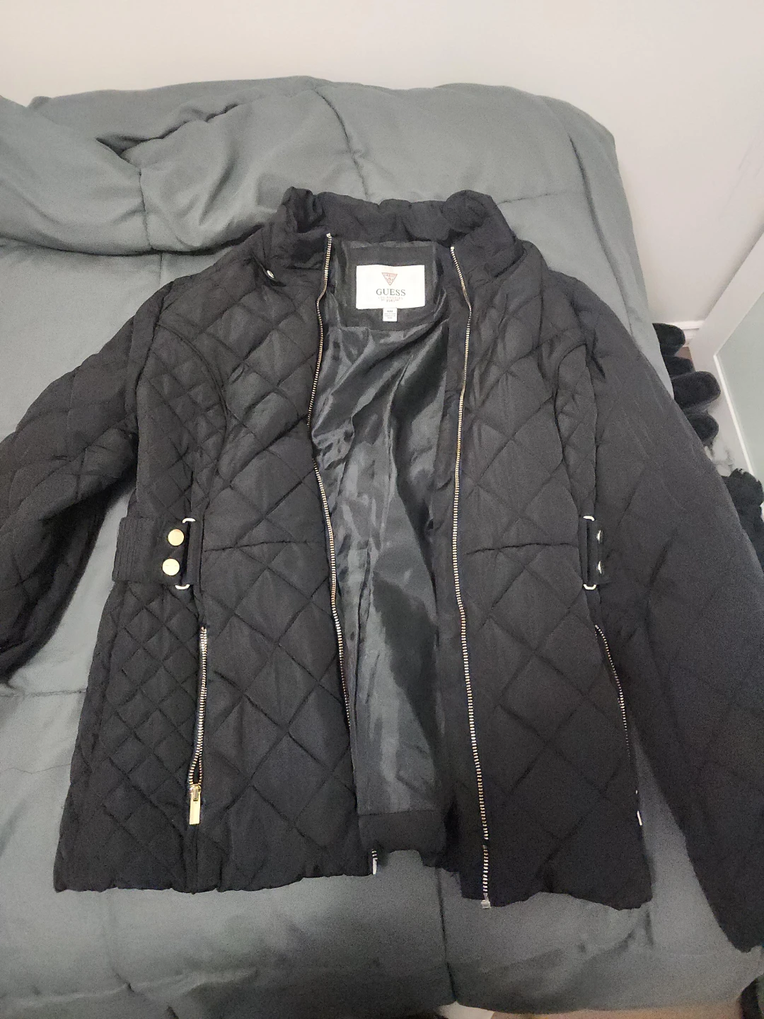 Black Quilted Guess Jacket