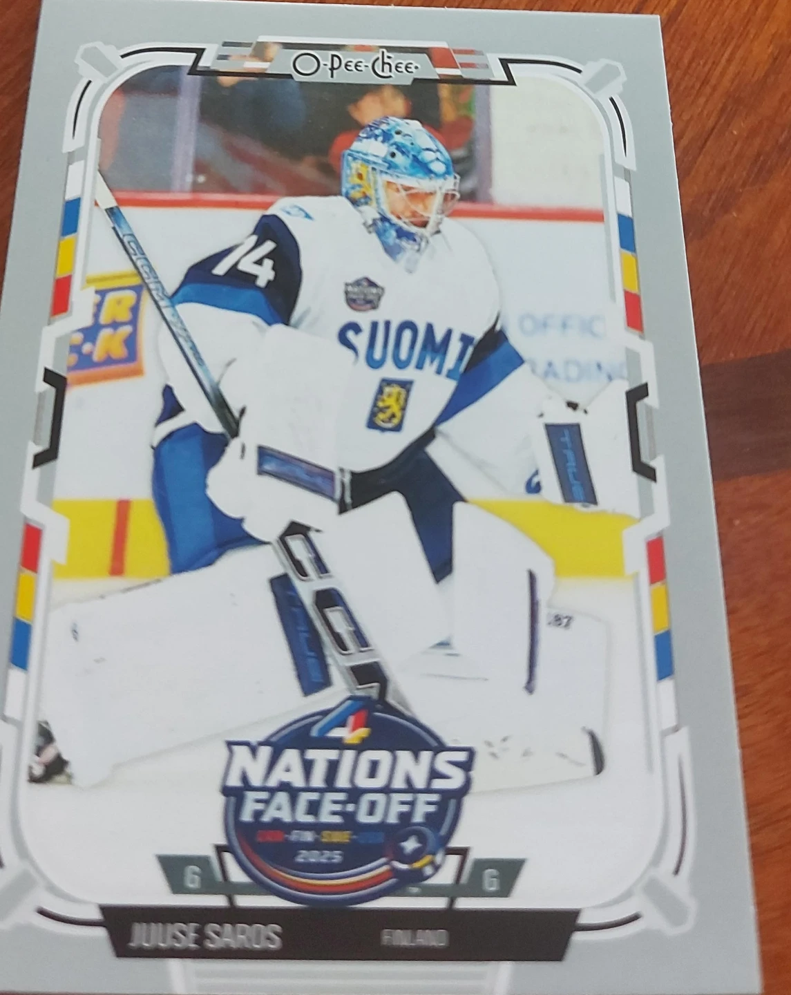 O-Pee-Chee Nations Face-Off Juuse Saros Hockey Card 2025