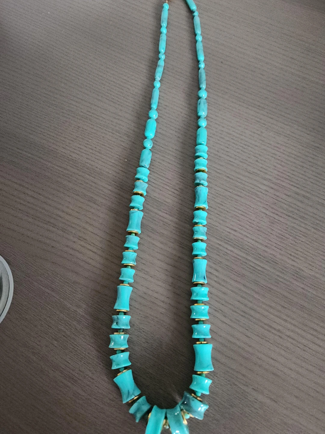 Turquoise Beaded Necklace with Gold Accents