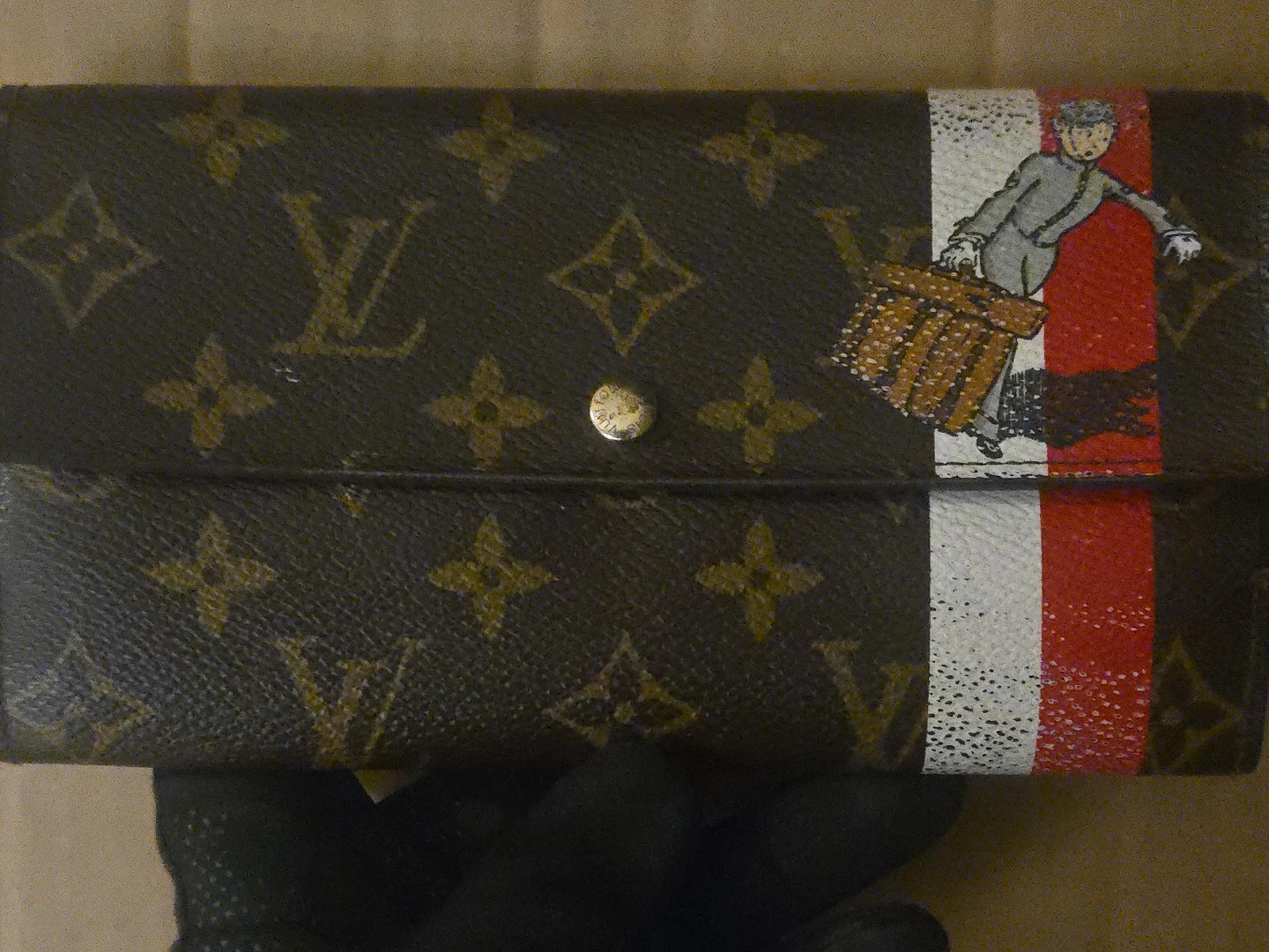 Louis Vuitton Monogram Canvas Wallet with Painted Figure
