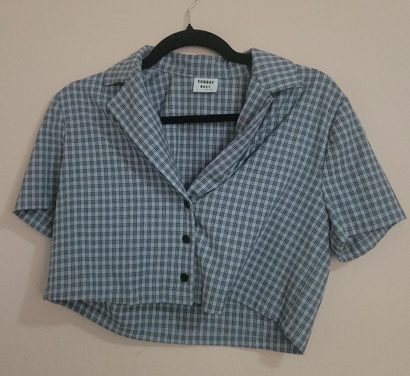 Sunday Best Blue Plaid Cropped Shirt