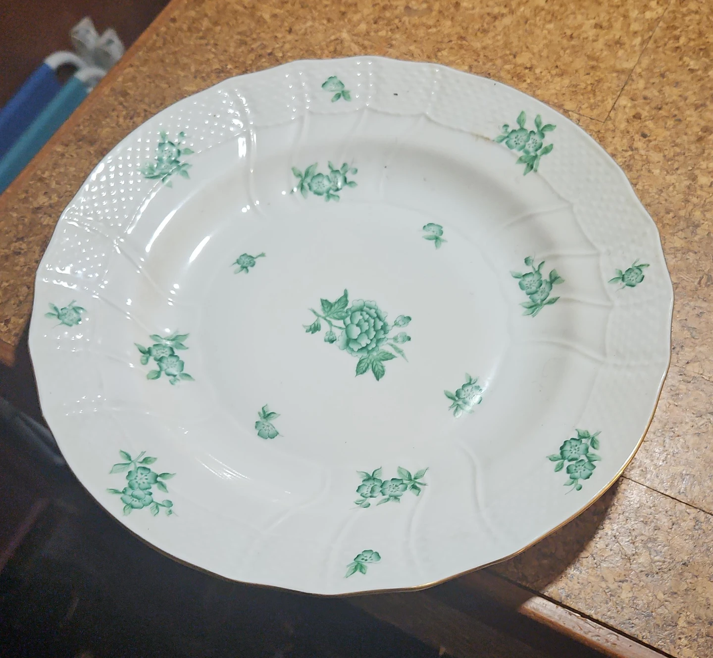 Herend Porcelain Plate - Green Flower Design