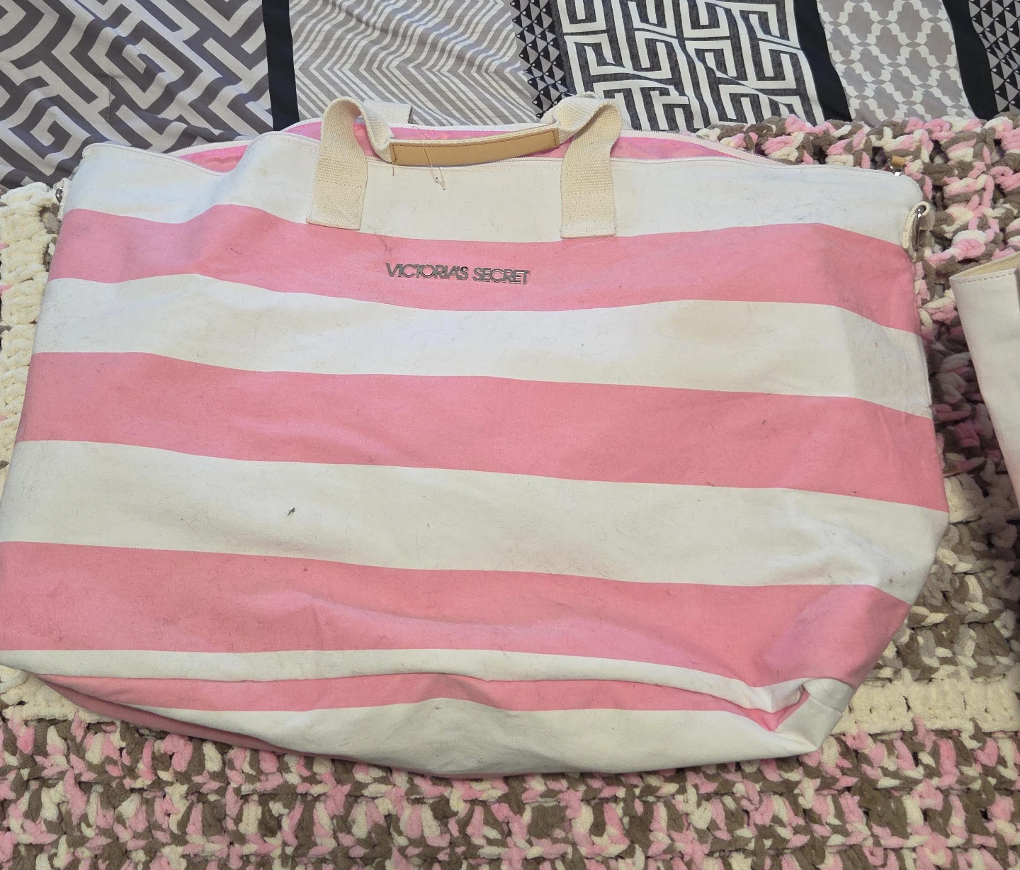 Victoria's Secret Pink Stripe Tote Bag