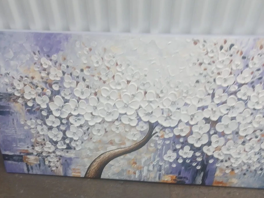 Textured Floral Tree Canvas Wall Art Painting