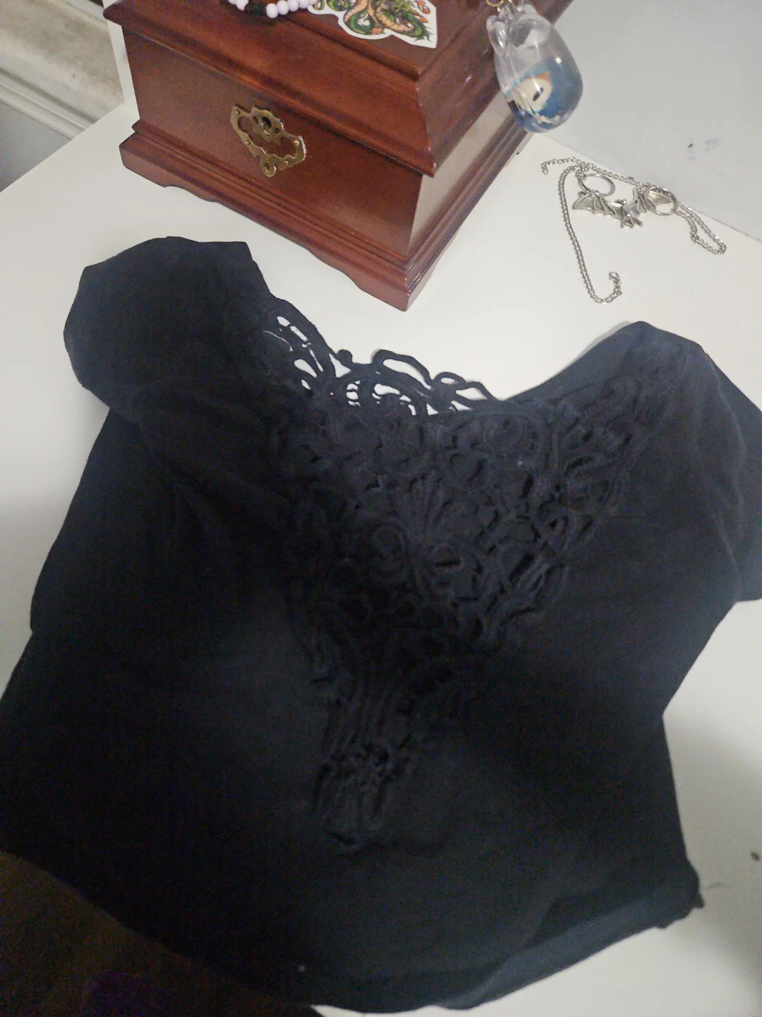 Black Garage Lace Detail Top