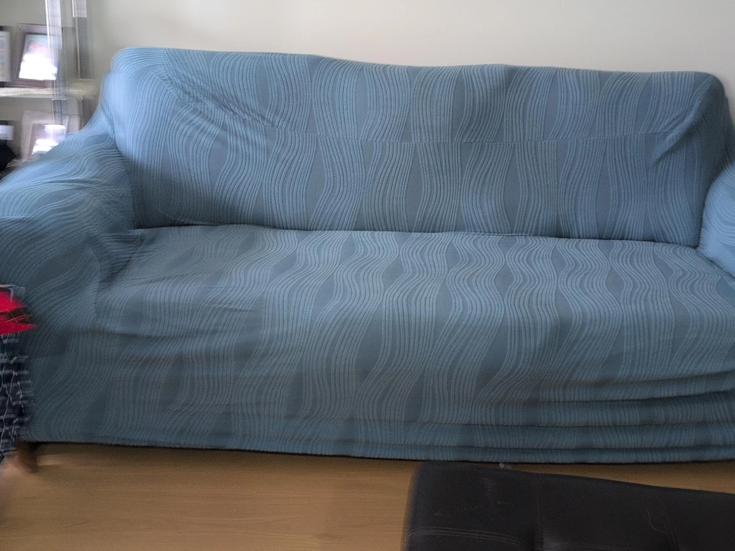 Blue Sofa Cover with Wave Pattern $ 25 each