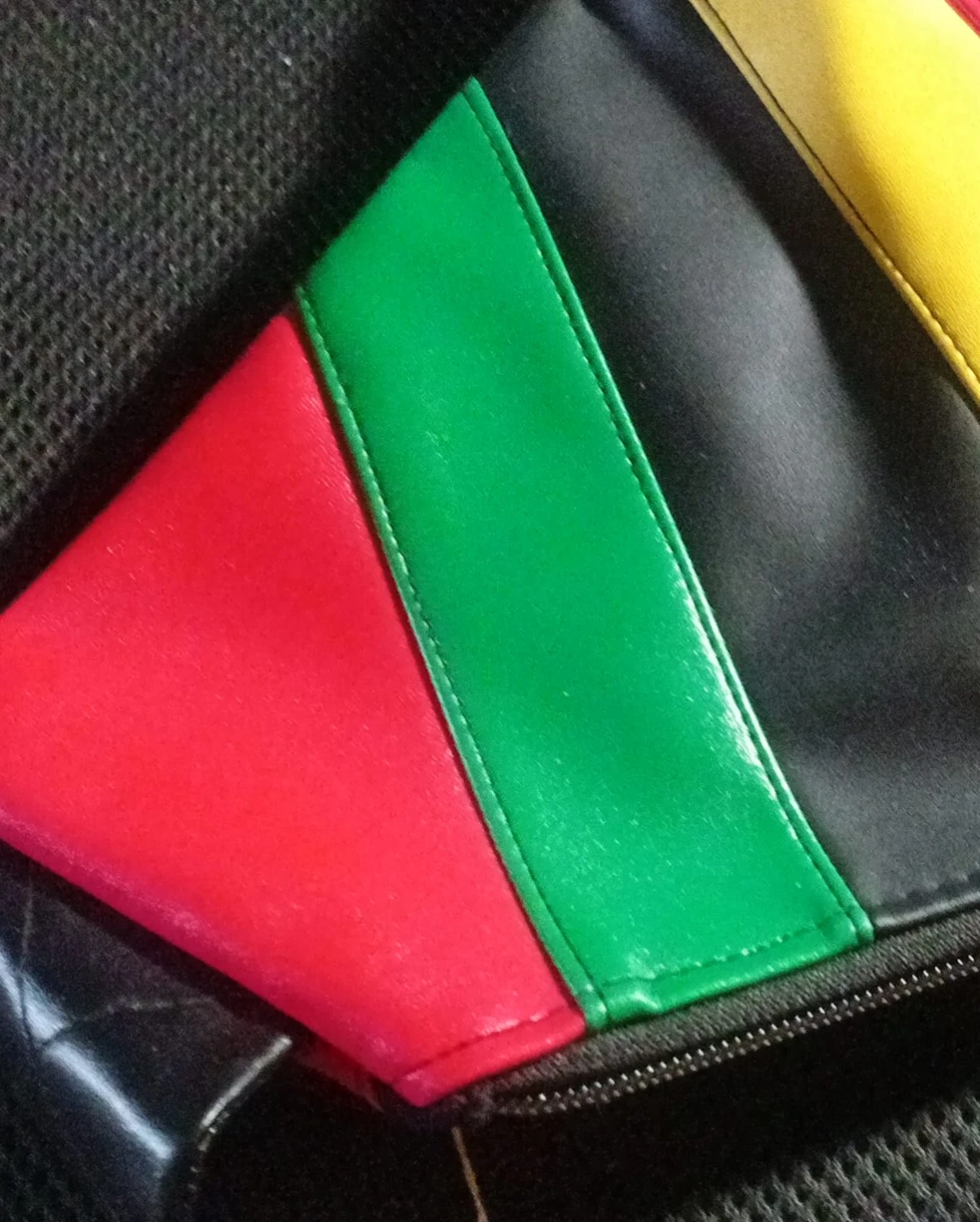 Red, Green, Yellow & Black Colour Block Sling Bag