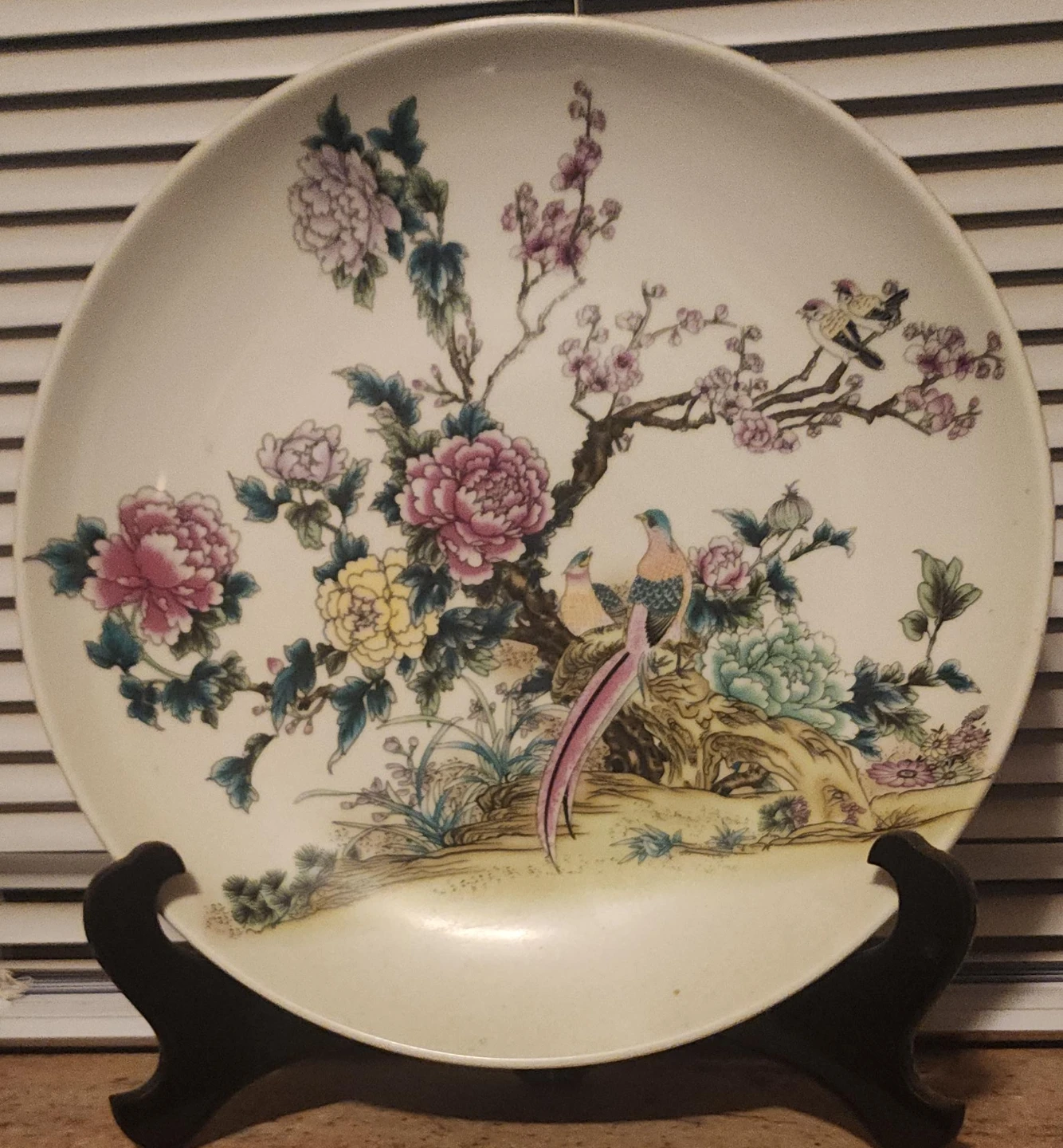 Decorative Plate with Floral and Bird Design