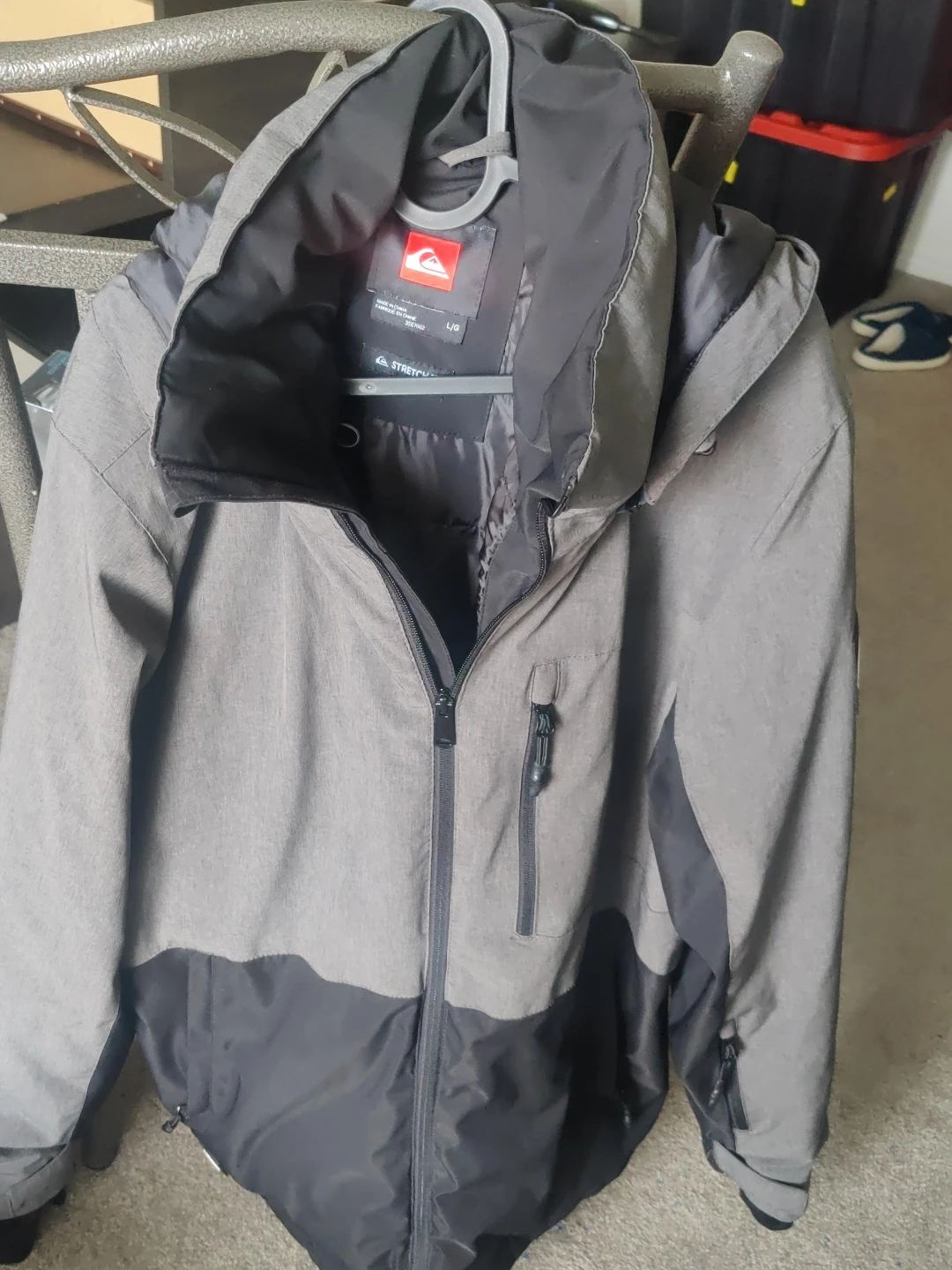 Quiksilver Men's Ski Jacket - Grey/Black - Large