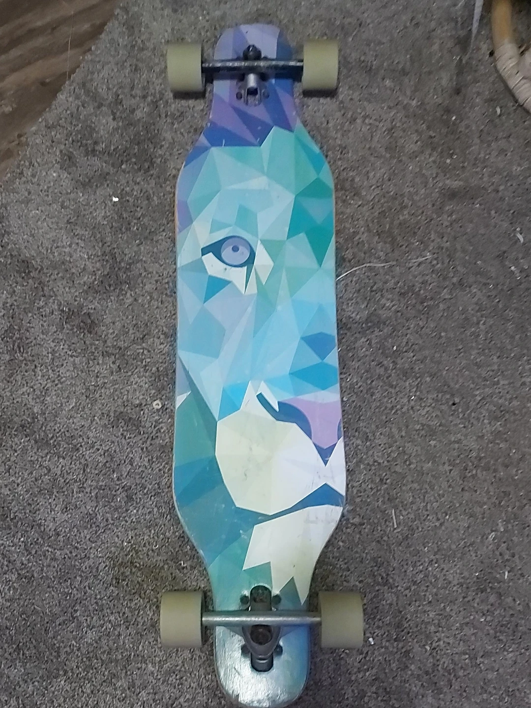 Longboard Skateboard with Lion Graphic