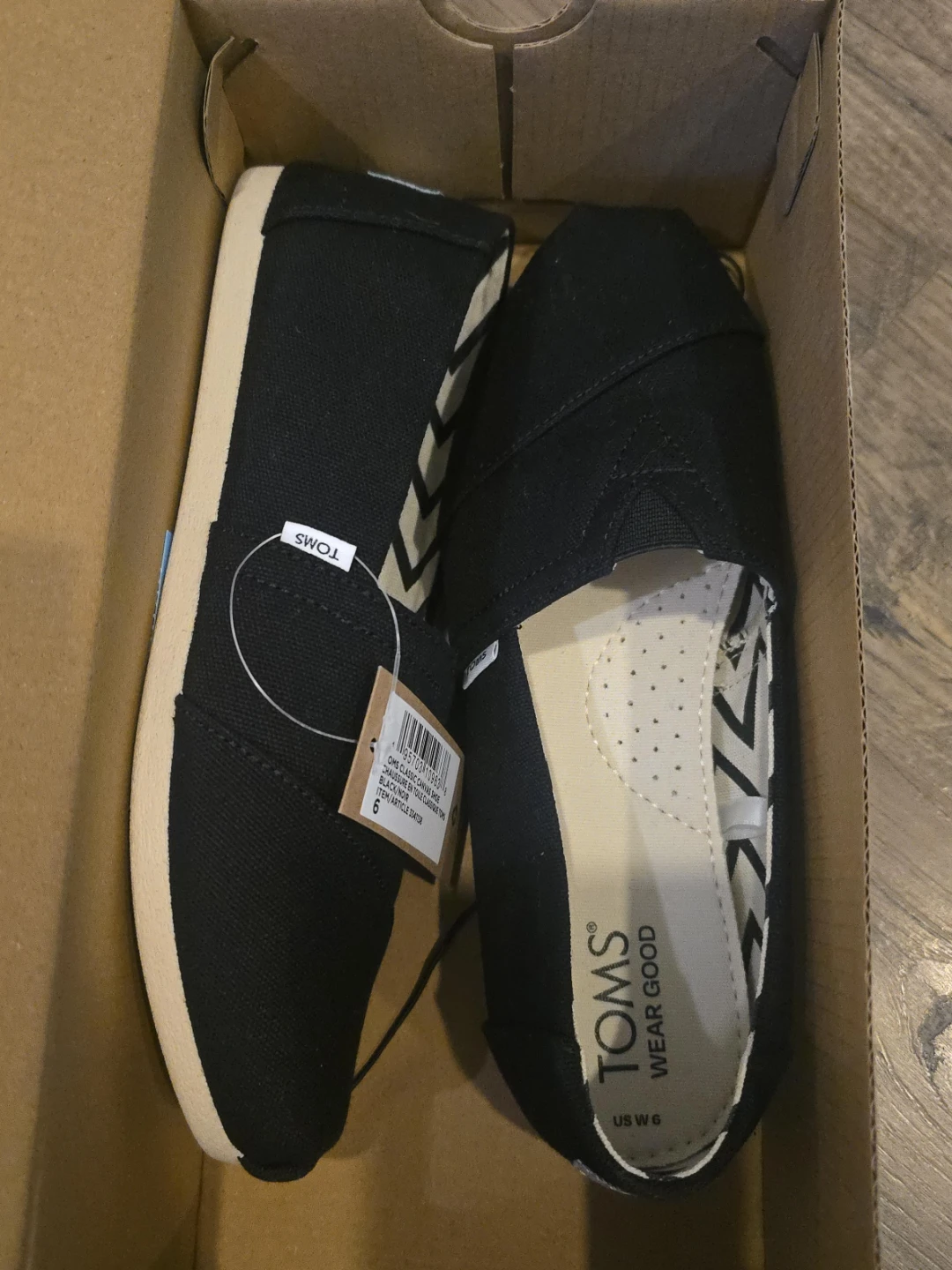 TOMS Classic Canvas Shoes - Black, Women's Size 6