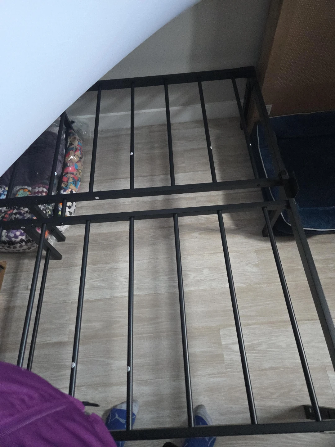 Black Metal Bed Frame with LED strip