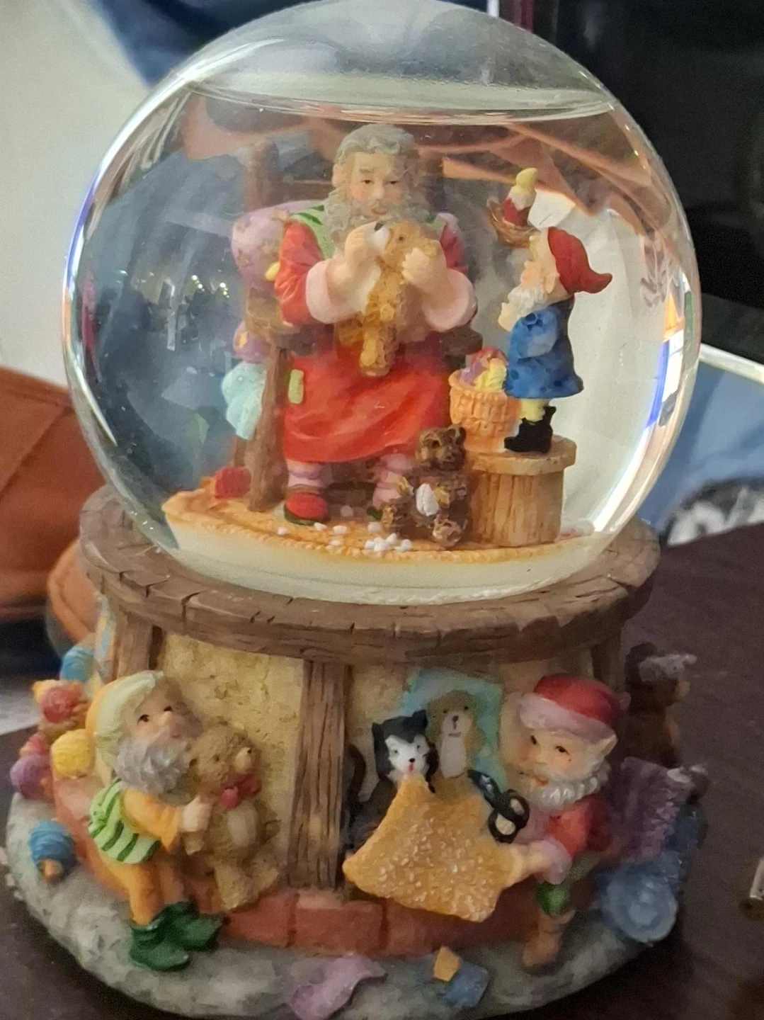 Santa Claus and Gnome Christmas Snow Globe