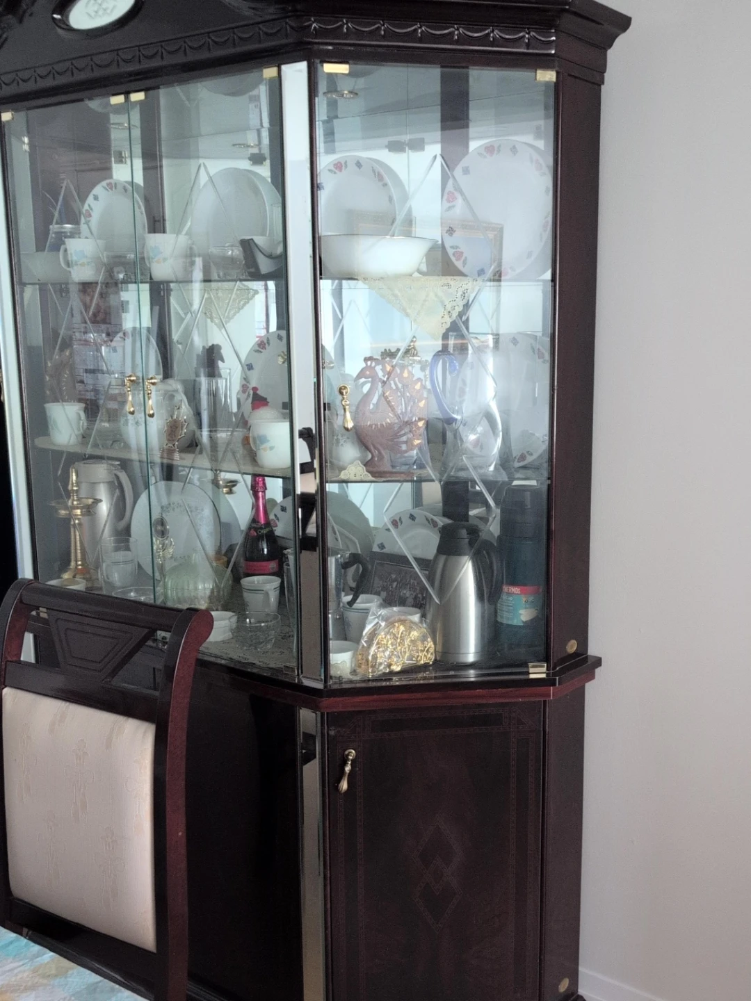 Corner Curio Cabinet with Glass Doors