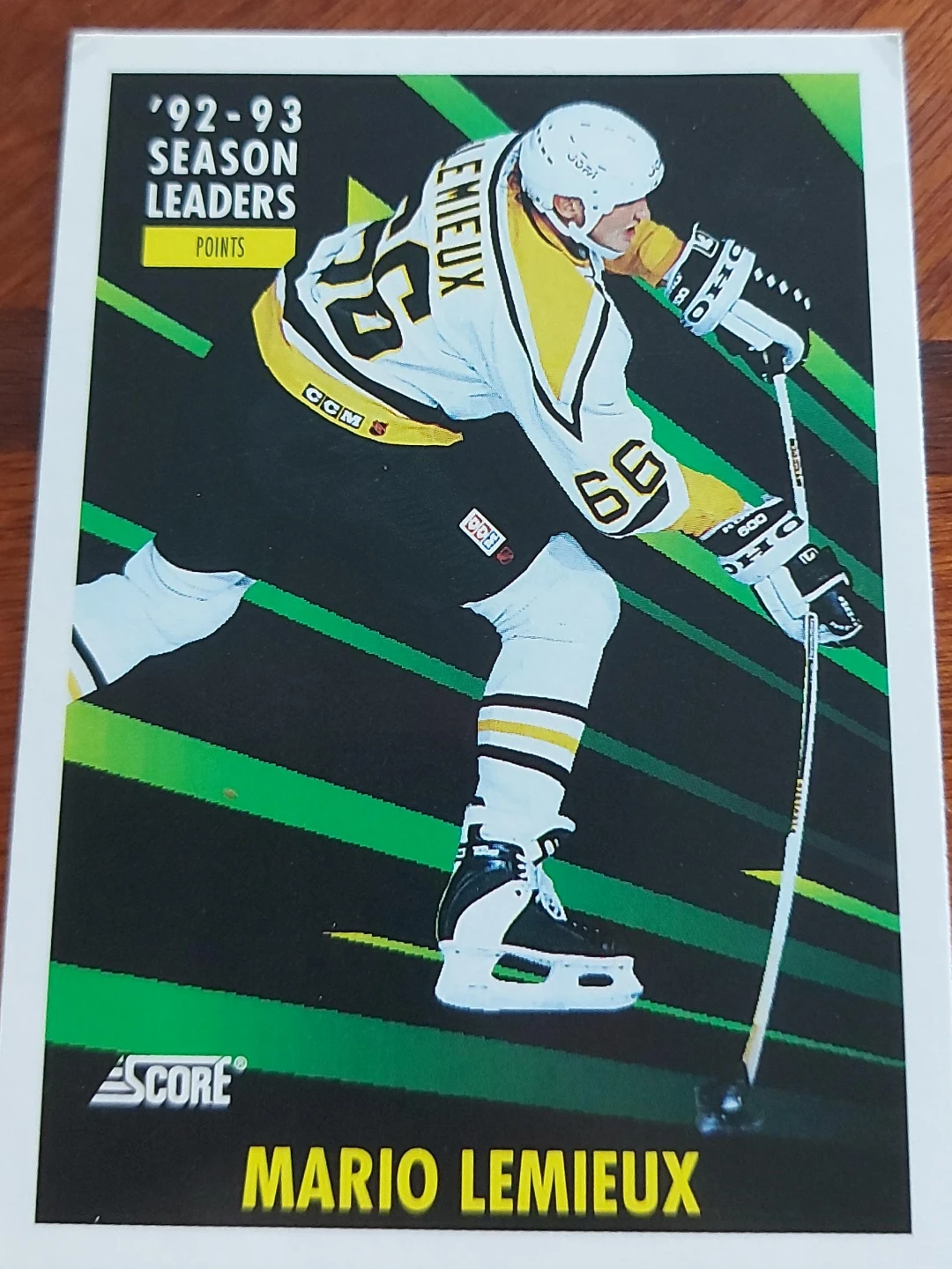 1992-93 Score Mario Lemieux Season Leaders Hockey Card