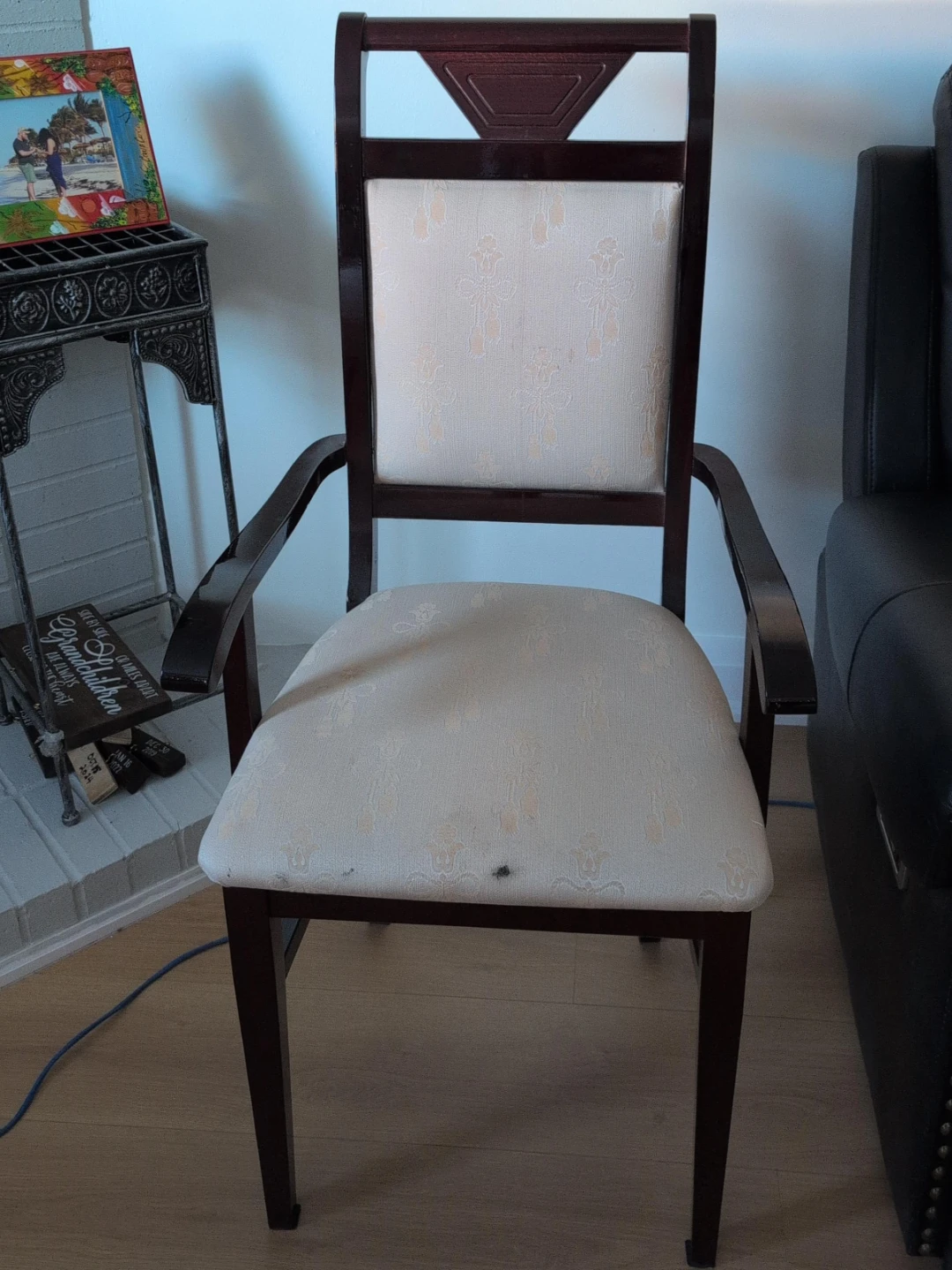 Armchair with patterned upholstery