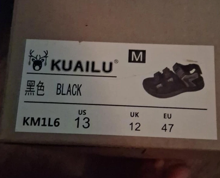 KUAILU Black Sandals - US Size 13