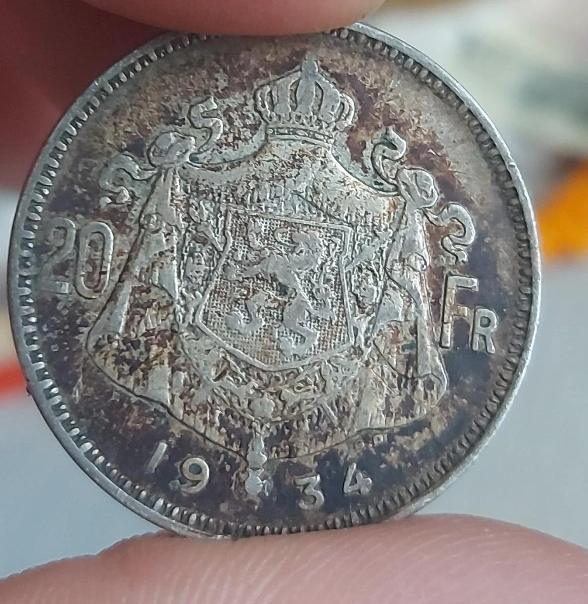 1934 Belgium 20 Franc Coin Albert I