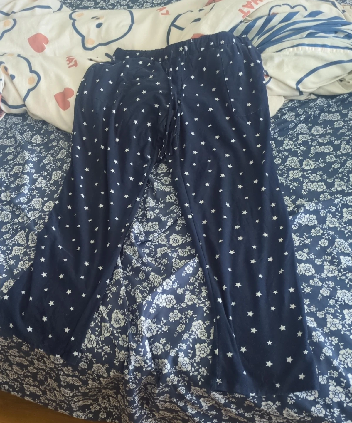 Navy Blue Pajama Pants with White Stars