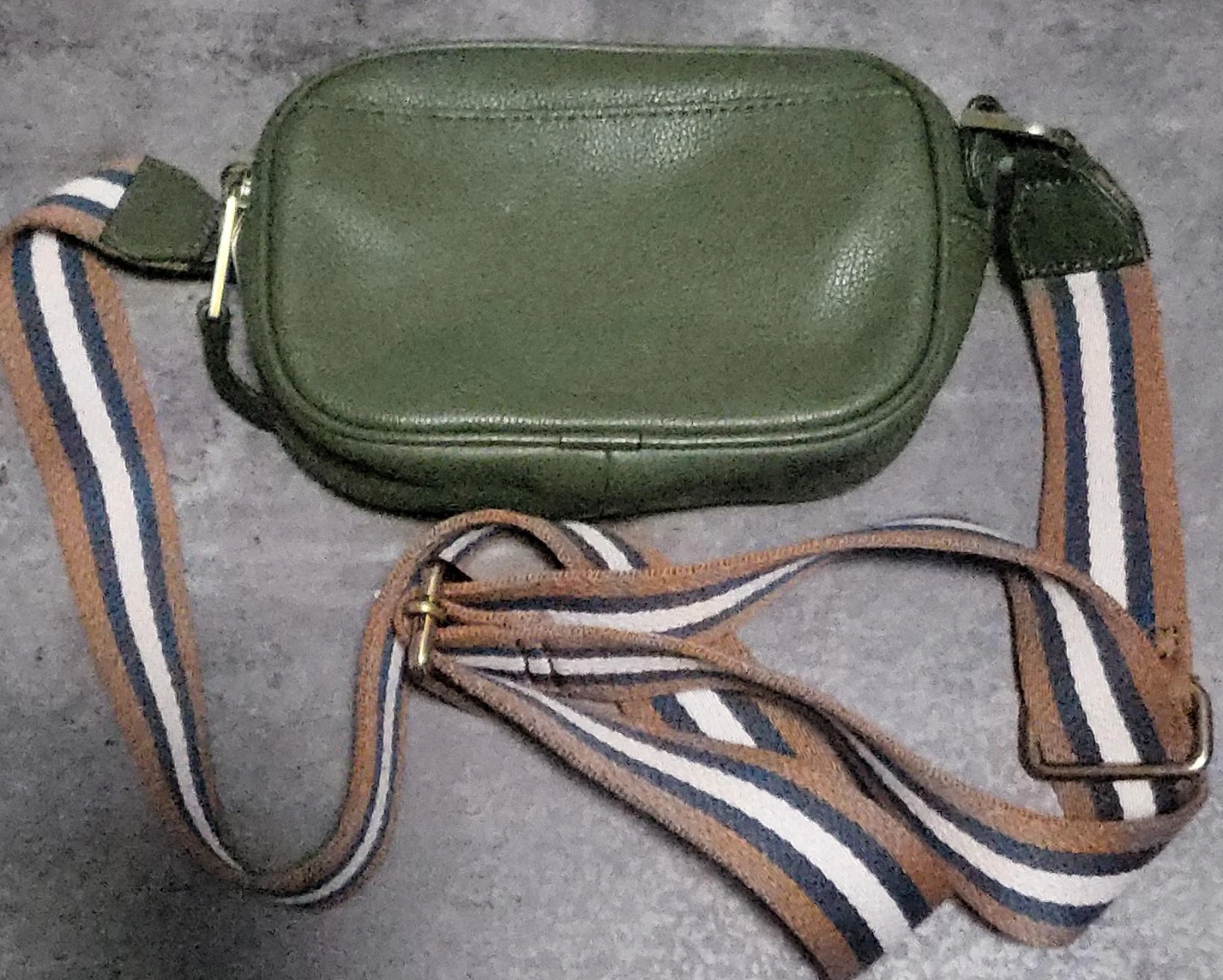 Fossil Green Leather Crossbody Bag