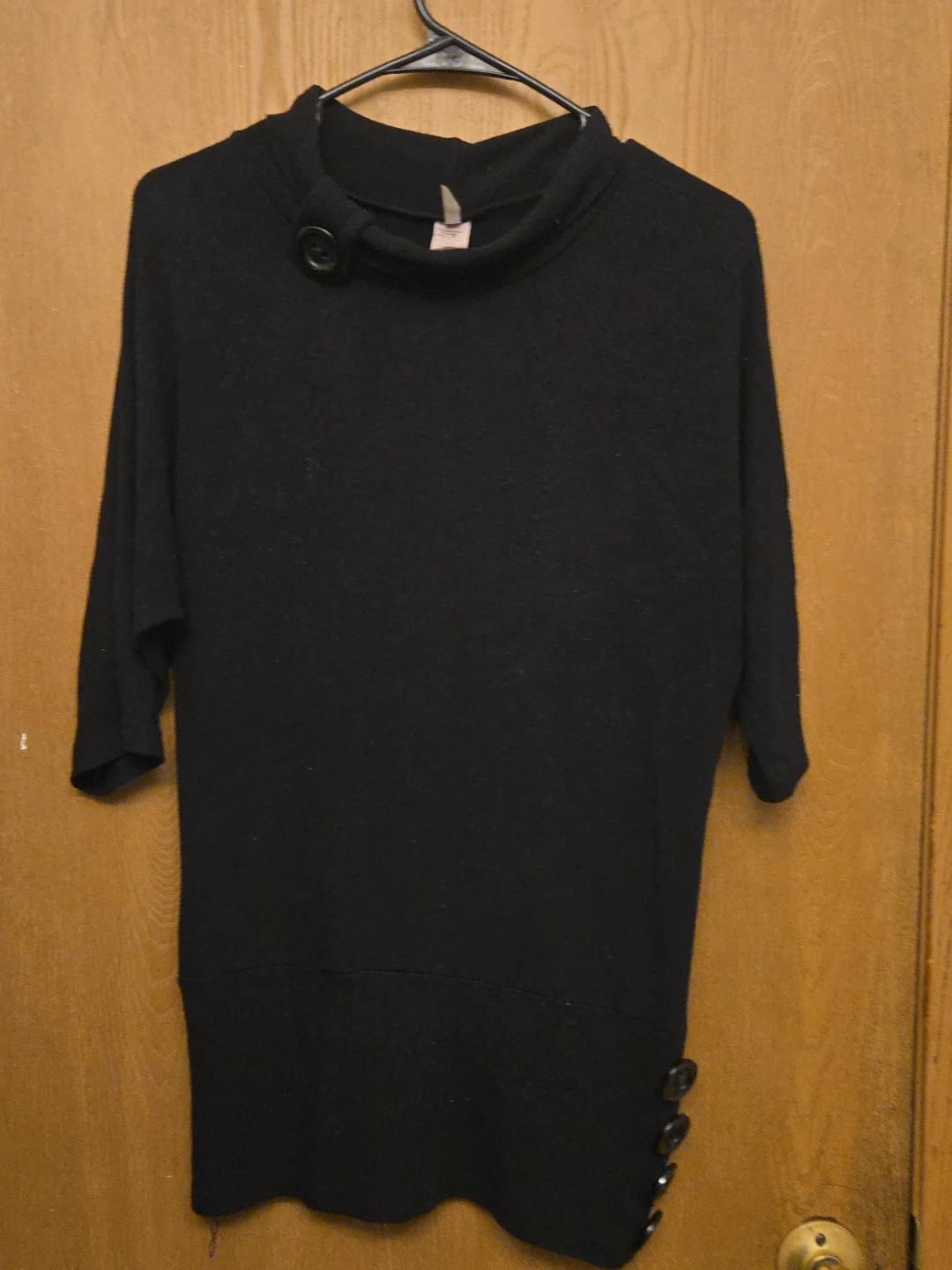 Black Button Detail Sweater Tunic