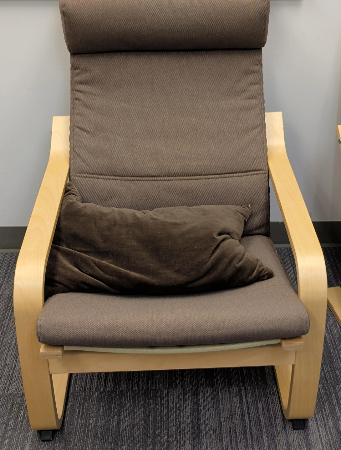 IKEA POÄNG Chair – Brown Fabric & Light Wood Frame