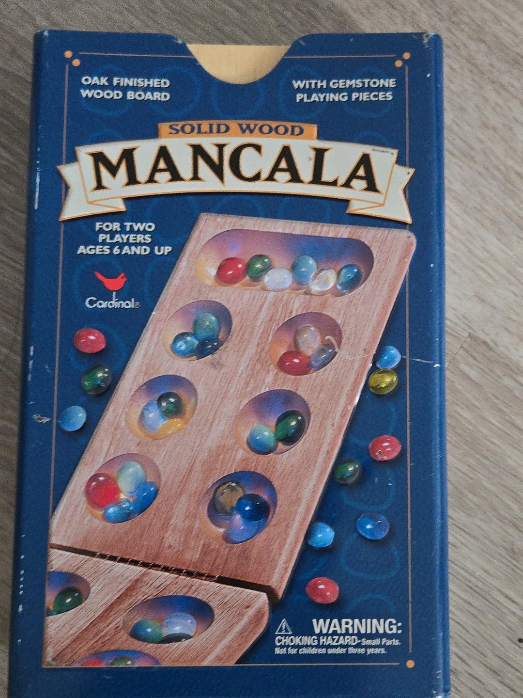 Cardinal Solid Wood Mancala Game with Gemstone Pieces