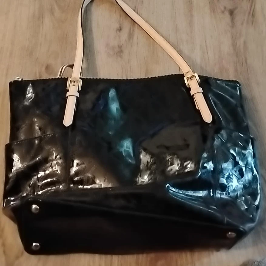 Black Patent Tote Bag