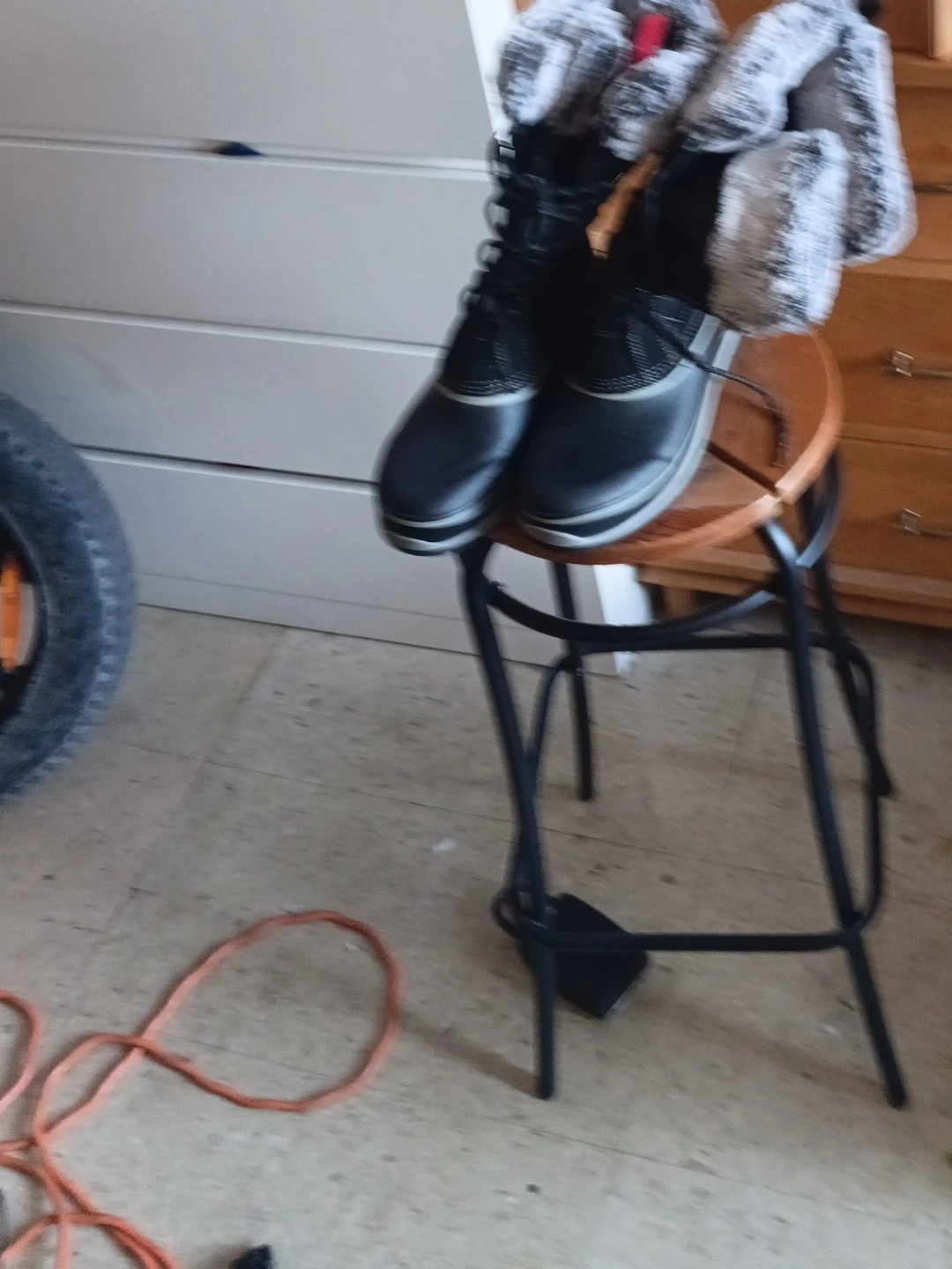 Black winter boots with faux fur lining