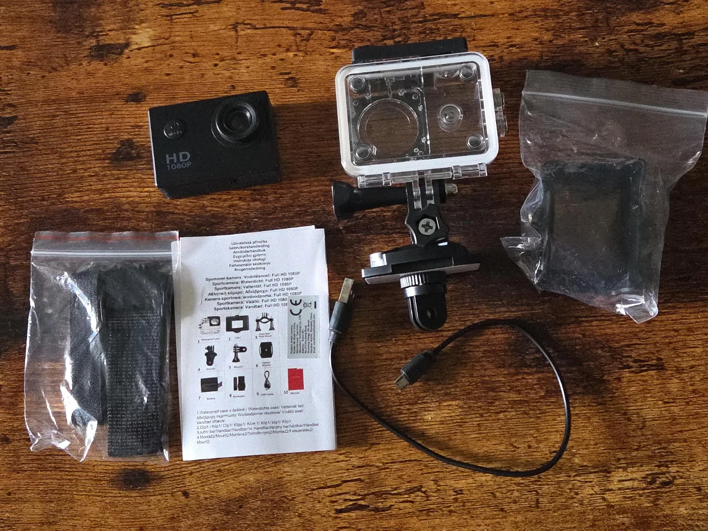 HD 1080p Action Camera with Waterproof Case and Accessories