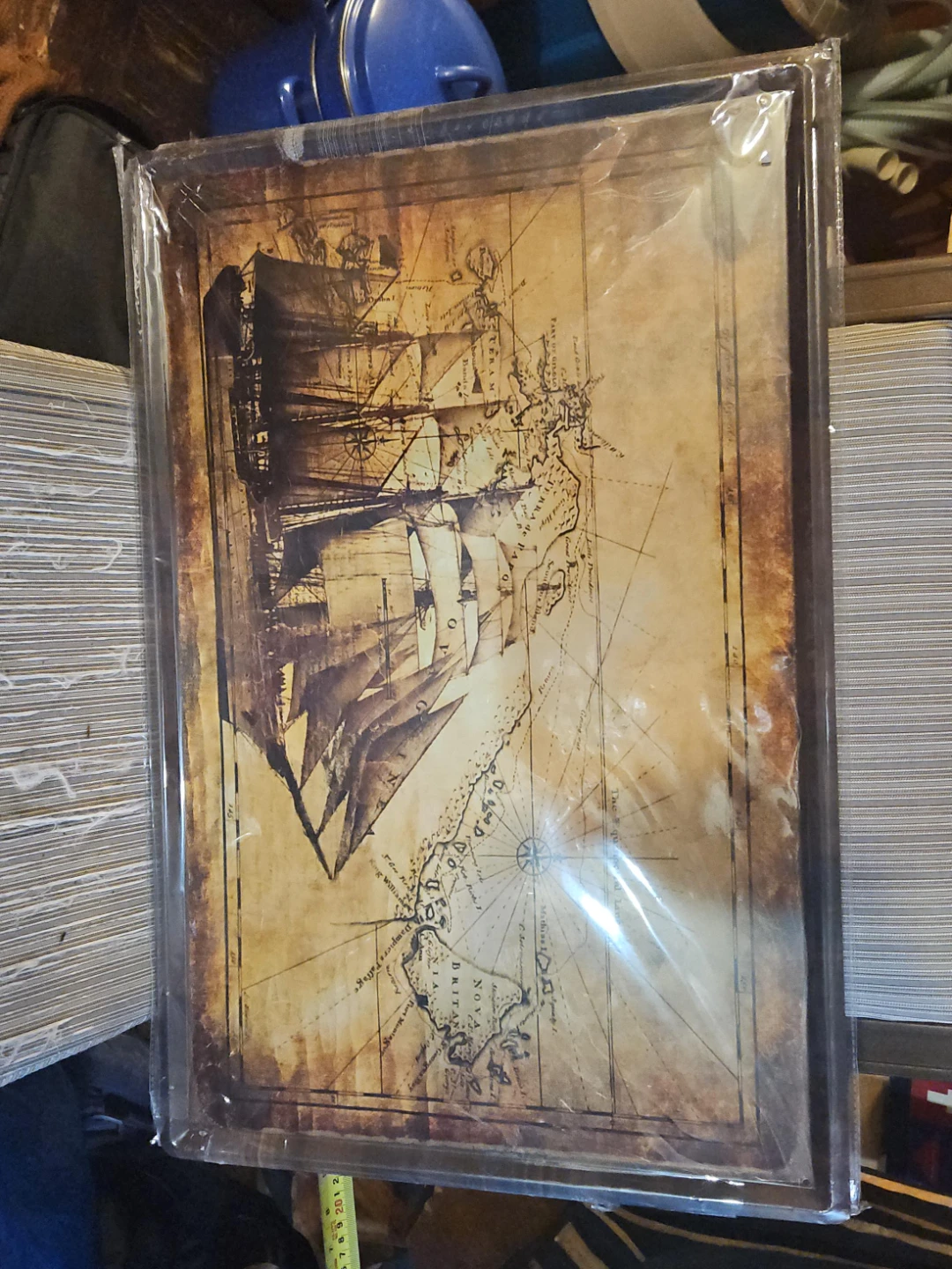 Vintage Map and Ship Decorative Wall Art