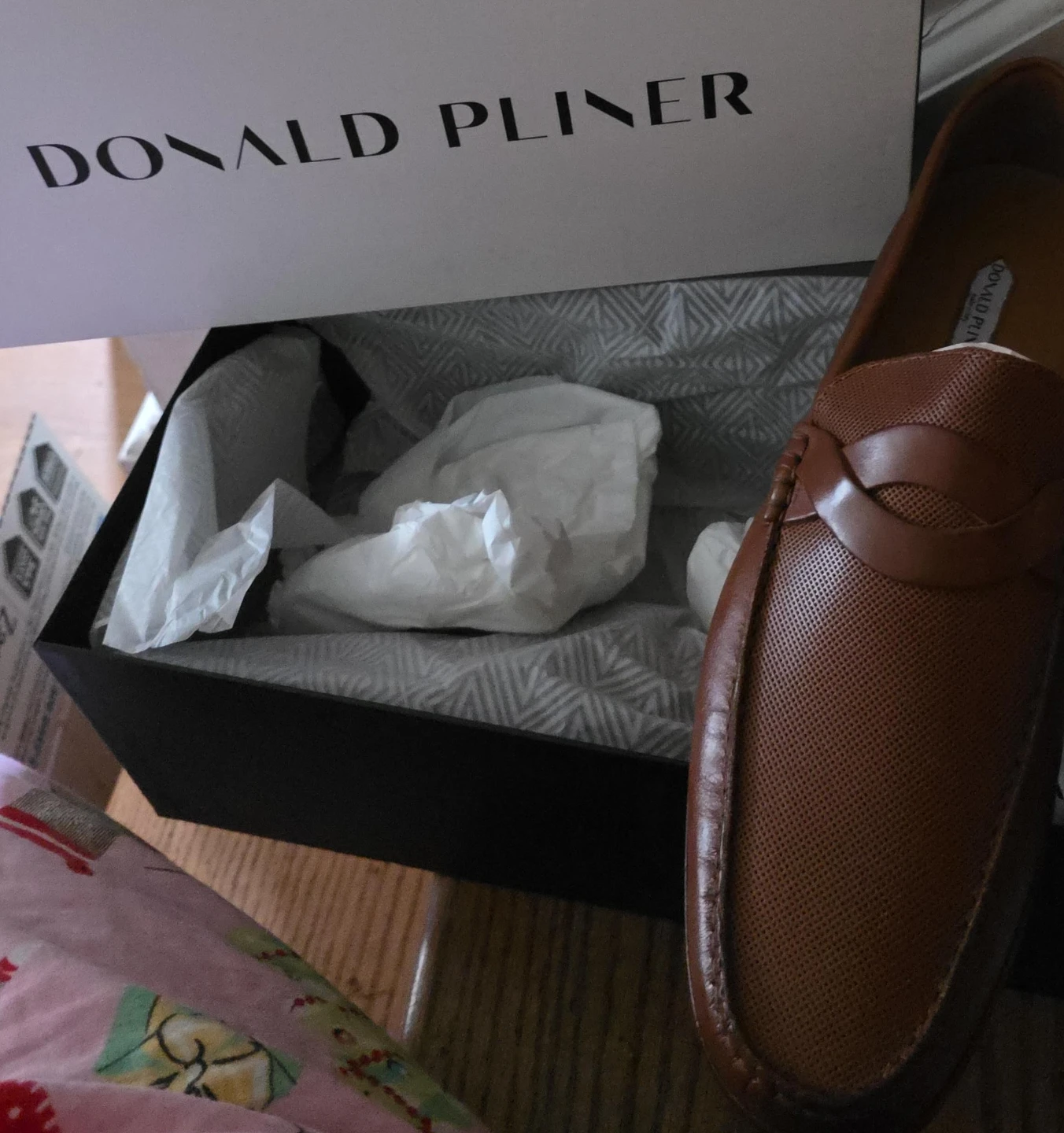 Donald Pliner Hockney Loafers - Cognac Burnish Calf - Size 46