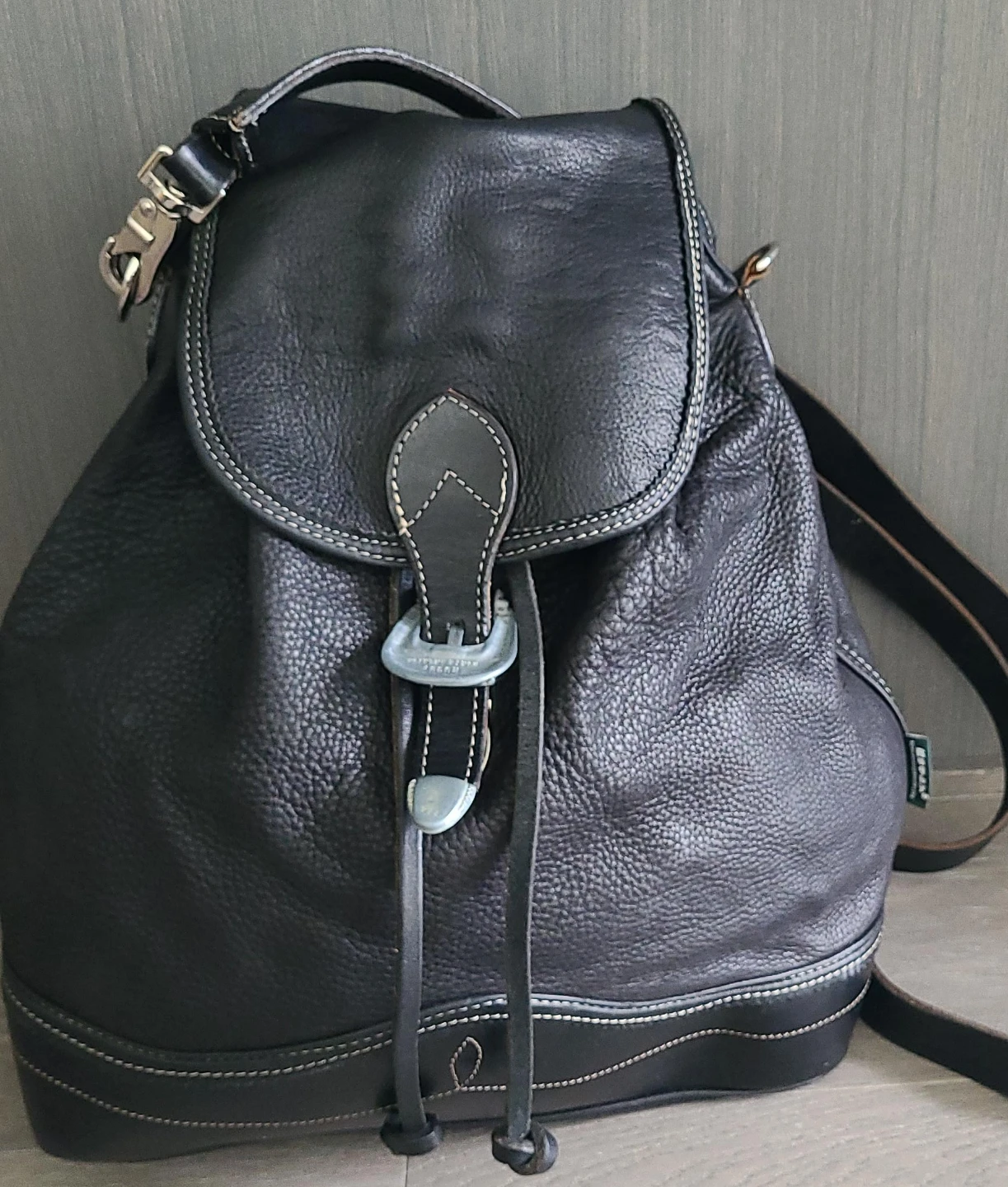 Rugby North America Black Leather Backpack