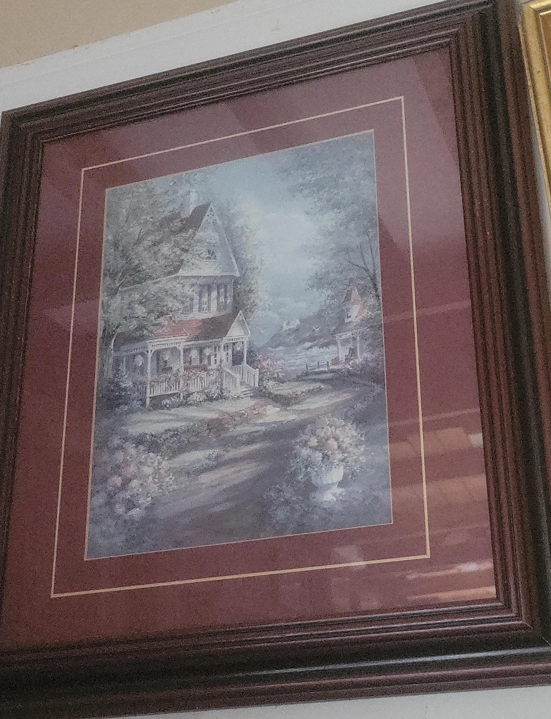 Framed Print of a Victorian House and Garden