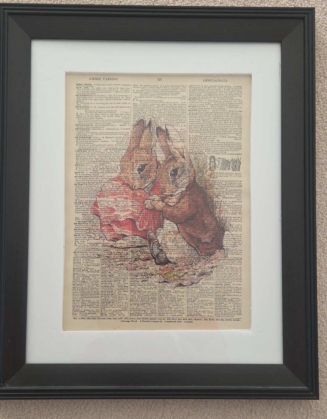 Brand New Framed 2 Cute Bunnies Art Print