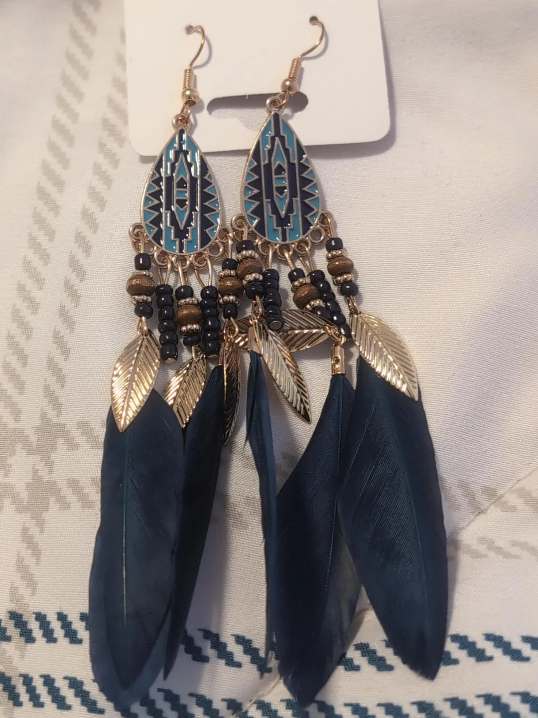 Boho Feather Dangle Earrings