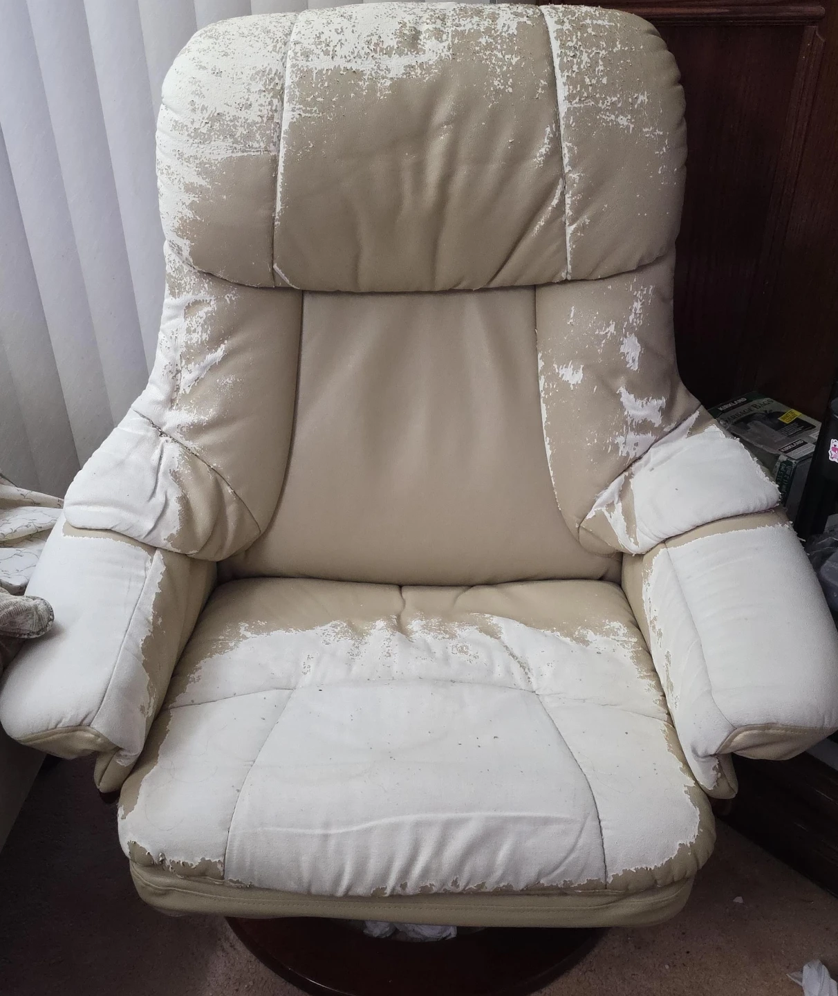 Tan Faux Leather Office Chair - Needs Repair